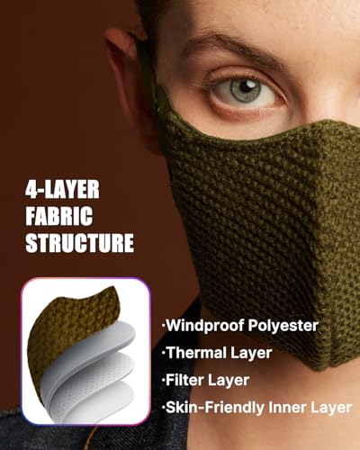 Image of BBN Warm Wool Face Mask: Adjustable Washable Cover - Reusable Windproof Protection for Winter Commuting Outdoors