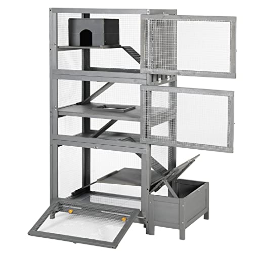 Okcomuy L270GY Hamster Cage 55 Inch H 6-Tier Large Critter Nation Cage For Chinchilla Ferret Rat Squirrel Lizard Chameleon Small Animal W/Removable Tray And Wide Ramp thumb #1
