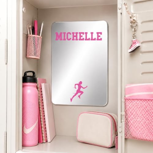 Personalized Sports Player Fan Team Club Locker Mirror Magnet – Back to School Decor, Colorful Magnetic Organizer Accessory for Gym, Home, Office & Refrigerator (Track Female)