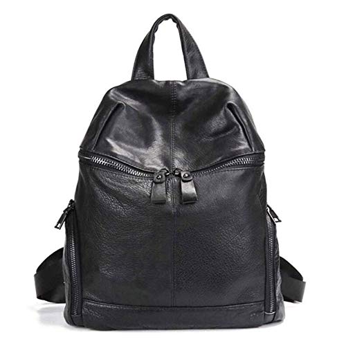 Sac à dos en cuir PU femmes sac d'école noir solide et imperméable