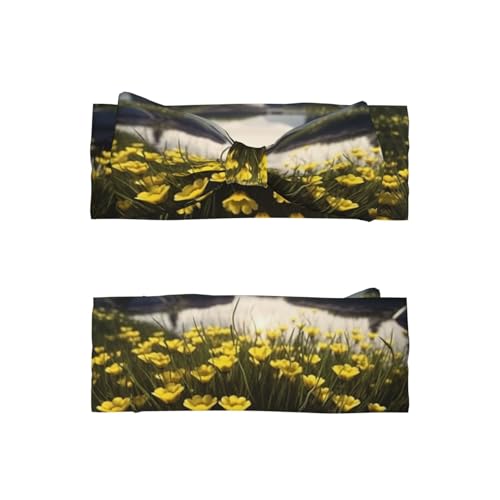 Yellow Flower Sea Baby Headbands Soft Nylon Hairbands with Stretchy Bows Girls Hair Accessories for Newborn Infant Toddler Kids2