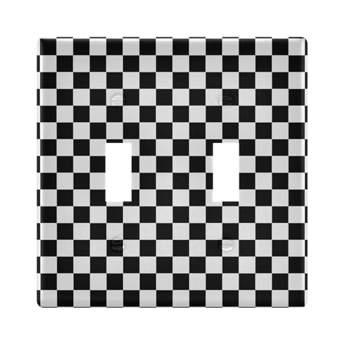 UMIRIKO Black and White Buffalo Check Plaid Checkerboard Light Switch Cover Plate Covers Decorative Double Toggle Home Decor Black White Buffalo