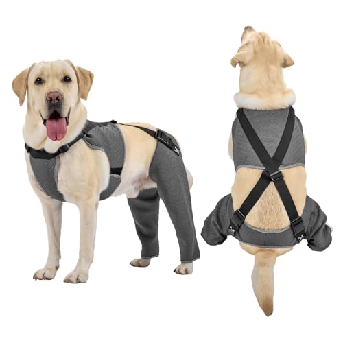 Arblina OP Body Hund, Hundebody mit Bein, Upgradeter Rutschfester Hundebody nach OP für Männliche & Weibliche Hunde, Justierbarer Ganzkörperiger Body Hund nach Beinoperation, XL