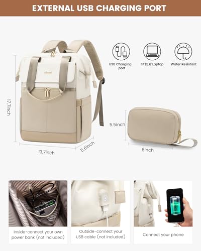 Image of LOVEVOOK Laptop Backpack for Women with Giant Tumbler Holder, 15.6 Inch Work Laptop Bag with USB Port, Fashion Teacher Nurse Backpack Purse, Waterproof Travel Computer Backpack, 2PCS,Leopard