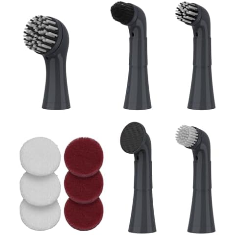 LifeBasis Replacement Brush Head Set for LifeBasis Electric Cleaning Brush, Only with 5 Replaceable Cleaning Brush Heads & 6 Cleaning Pads, for Cleaning Shower, Sinks, Kitchen Corners, Tile, Grout Cover