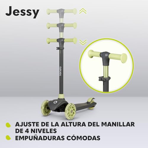 LIONELO Jessy Scooter de Equilibrio para niños de 3 años hasta 50 kg, Scooter de 3 Ruedas Ligero con Ajuste de Altura, Ruedas LED, Plataforma Antideslizante (Green) - imagen 3