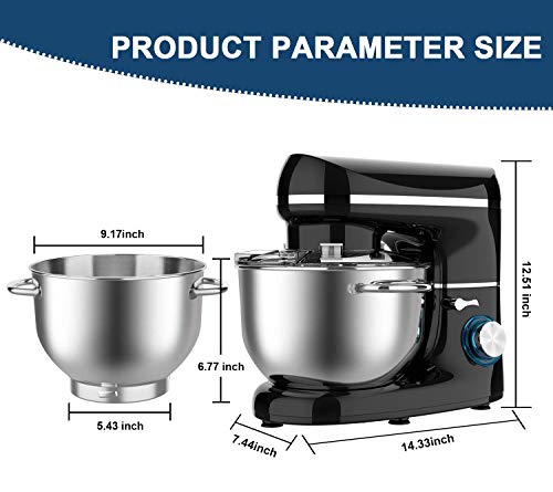Kuccu Stand Mixer, 6 Qt 660W, 6-Speed Tilt-Head Food Dough Mixer, Kitchen Electric Mixer with Stainless Steel Bowl,Dough Hook,Whisk, Beater, Egg white separator (6-QT, Silver-1) (Renewed)