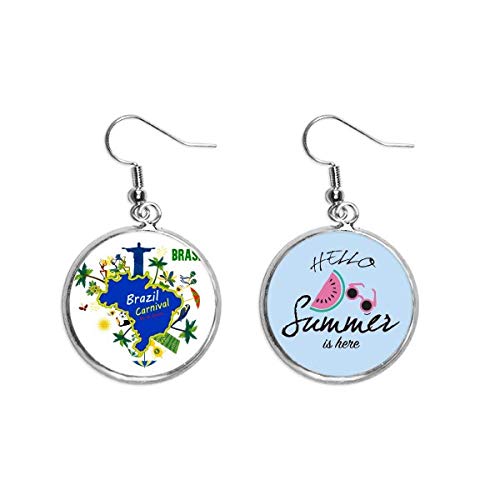 Pendientes de sandía y mapas de Brasil para lóbulo y carnaval