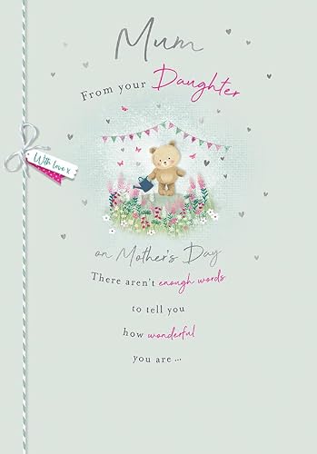 Piccadilly Greetings Mother's Day Card, With Love Mum From Daughter - 9 x 6 inches