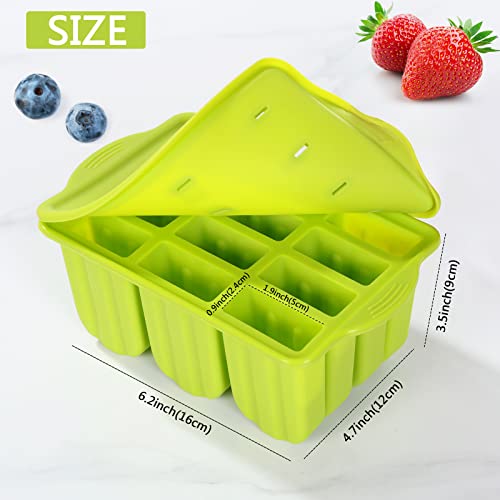 Popsicles Molds Set, 12 Cavity Homemade Maker Ice Pop Mold, Silicone Freezer Molds with 50 Popsicle Sticks 50 Popsicle Bags 50 Ties Funnel Recipes and Brush (Yellow) - Image 4
