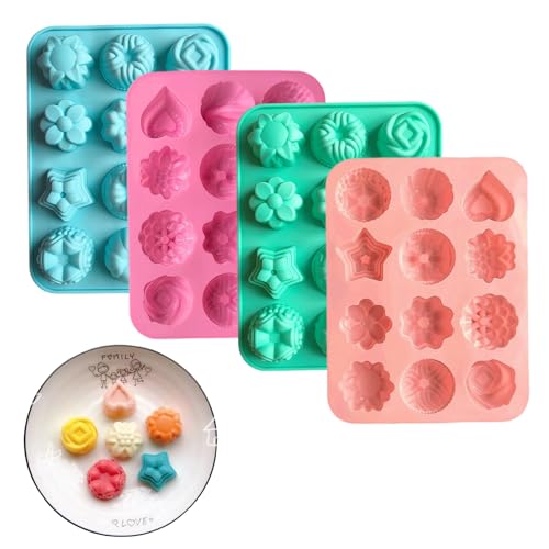 4 Pezzi Stampi in Silicone a Forma di Fiore, 12
