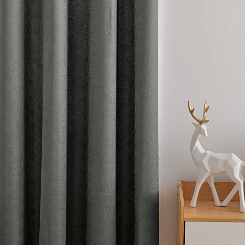 Image of Deconovo Fashionable Rod Pocket Blackout Curtains Room Darkening Curtains Window Treatments Shade Curtains for Study （5.2 Feet-Window） 52W x 63L Inch Dark Grey 2 Drapes