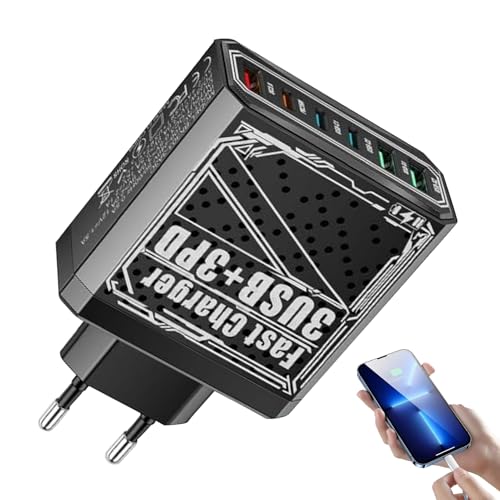 Adaptador de viaje, cargador USB de pared para viaje en Europa, estación USB portátil multipuertos para smartphone, tableta, ordenador portátil