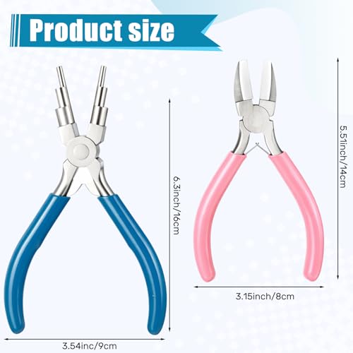 Image of Mudder 2 Pieces Jewelry Making Tool Bail Making Pliers 6 in 1 Jewelry Wire Bending Pliers for Beading Looping Shaping Wire DIY Crafts (Blue and Pink)