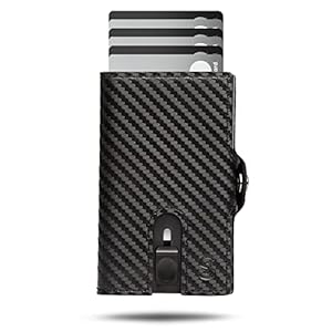 SlimJack® Wallet mit Münzfach – Jackster Wallet – Kreditkartenetui mit RFID-Schutz – Geldbeutel für Herren – Aluminium-Kartenhalter – Smart Wallet für Karten & Münzen – Carbon Stil