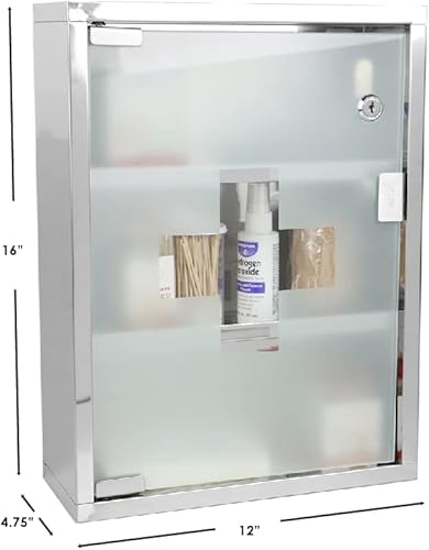 Miniatura 3 de Home Basics MC35180 - Botiquín para medicinas, 12 x 16 x 4.75 pulgadas, color plateado