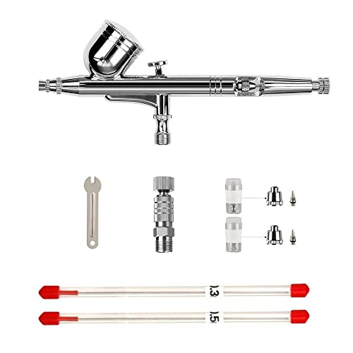 HUBEST 0.2/0.3/0.5mm Dual-Action Gravity Feed Airbrush Gun Airbrush Painting Kits with Quick Connector