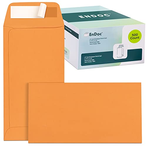 500#7 Coin Envelopes, Self Seal Cash Envelopes For Budgeting, Seeds, Small Parts, Credit Cards, Gift Cards, Tips, And More, Heavy Duty 24 Lb Paper, 3.5 X 6.5 Inches, Brown #TOP16