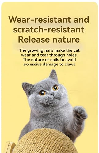 Rascador para gatos de sisal con bola interactiva mediano amarillo miniatura 4