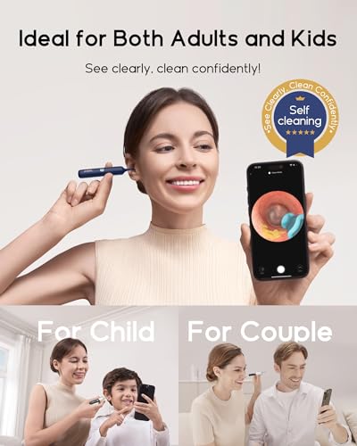 Image of Bebird Earsight Plus R37R Ear Wax Removal Tool Camera, FSA HSA Eligible Items, Smart Ear Cleaner with Painless Visual Tweezers, Flexible Ear Camera Otoscope, Home ENT Cleaning Kit for Family,Black