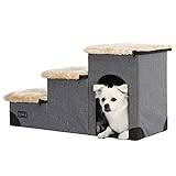 Petsfit Hundetreppe Faltbare Haustiertreppe für Hunde Katzen Multifunktionale Hundetreppe für Auto Bett Sofa mit Zwinger & Aufbewahrungsbox,Stufenrampe für Hunde