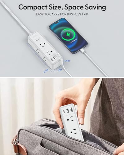 1080J 10' Ntonpower 3-Sided Surge Protector Power Strip w/ 6 Outlets (2 USB-A & 1 USB-C) - image 7