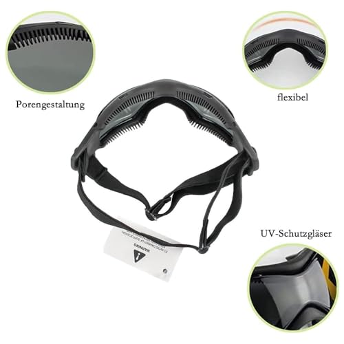 Voarge Sonnenbrille für Hunde UV Schutzbrille, Sonnenbrille mit Einstellbar Gummiband, Winddichte Hunde Motorradbrille, Schwarz, M