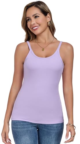 Womens Tank Tops Spaghetti Straps Scoop Neck Ribbed Slim Fitted Summer Workout Camisole Basic Layering Shirts2
