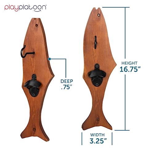 Image of Play Platoon Hook and Ring Toss Bar Game for Adults - Wood Toss Ring Game for Adults - Perfect Home, Basements, & Bar Gifts