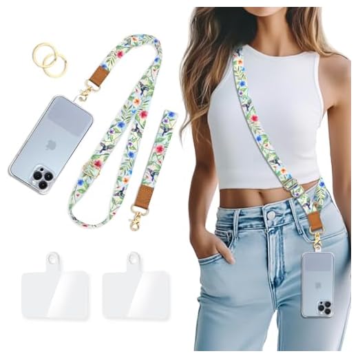 Piefly Phone Lanyard Crossbody Wrist Strap, Bird Cell Phone Lanyards for Around the Neck Wristlet Shoulder, Adjustable Flower Floral Strap for Car Keys Keychain Wallet ID Badge