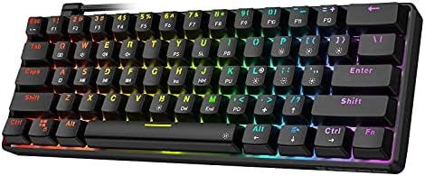 Punkston TH61 60% Mechanical Gaming Keyboard,RGB Backlit Wired Ultra-Compact Mini Mechanical Keyboard Full Keys Programmable Black