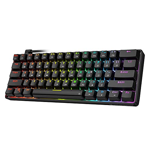 Punkston Th61 60% Mechanical Gaming Keyboard,Rgb Backlit Wired Ultra-Compact Mini Mechanical Keyboard Full Keys Programmable Black #TOP5
