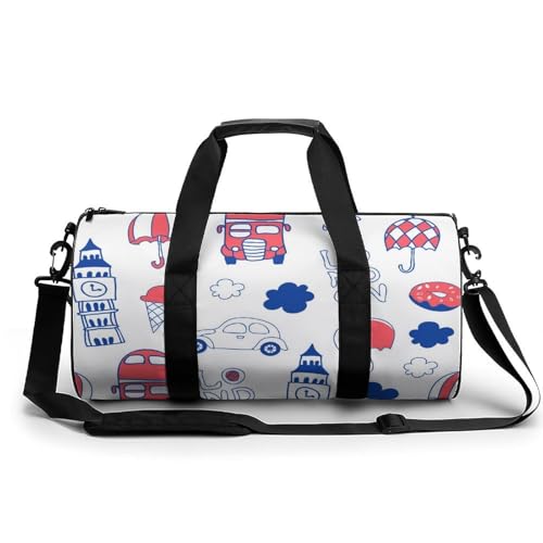 Sac de sport gym mignon Londres 45x23x23cm - Grand sac de voyage week-end duffel bag