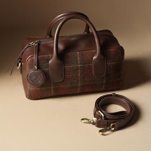 Image of Theater Toad Structured Mini Duffle Bag for Women | Brown Faux Leather Handbag with Detachable Adjustable Strap | Compact Textured Everyday Sling