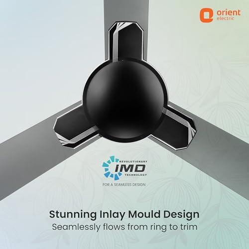Image of Orient Electric 1200 mm Mozart ceiling fan| Designer fan with seamless ring to trim design | Anti-rust Aluminium blades| Decorative Inlay Mould Design | 5-years warranty | Minimalist Geometric Black