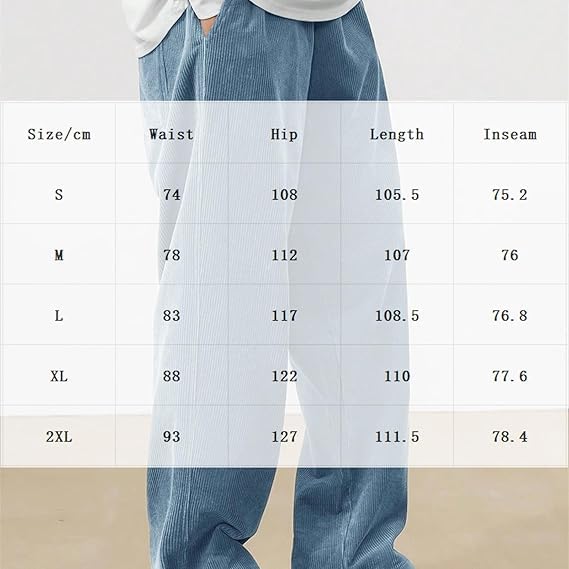 Mokaloha Corduroy Pants, Men's Pit Strip Corduroy Fabric Embroidery Logo Tether Loose Elastic Waist Pocket Pants2