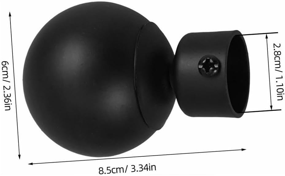 Curtain Rod Finial 28mm 2PCS Adjustable Thickened Iron Spray Paint Black Suitable for 24mm 28mm 4PCS 28mm