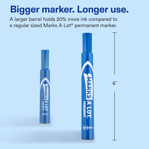 Image of Avery Marks A Lot Permanent Markers, Large Desk-Style Size, Chisel Tip, Value Pack, 36 Blue Markers Total, Ideal for Signs, Posters, Labeling, and More (98242)