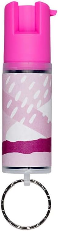 - Pepper Spray With Key Ring, 25 Bursts, 10-Foot (3-Meters) Range, UV Marking Dye, Twist Lock Safety, Supports The National Breast Cancer Foundation (NBCF)