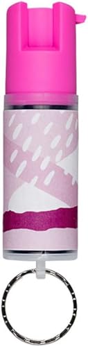 SABRE Spray de pimienta con llavero, 25 ráfagas, rango de 10 pies (9.8 ft), tinte de marcado UV, seguridad de bloqueo giratorio, apoya la Fundación