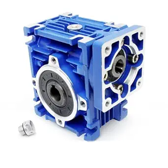 NMRV-030 Worm Gearbox Speed Reducer 30:1 NMRV030 Worm Gear Reducer Speed Ratio RV30 Square Type 14mm Output Shaft for Nema23 Stepper Motor Servo Motor