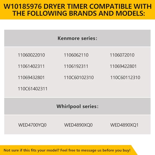 Image of W10185976 WPW10185976 Dryer Timer Replacement, Genuine OEM Quality, Replaces WPW10185976VP, W10185976D /E, AP6016539, PS11749829, 1481703, EAP11749829, Fits Whirlpool Kenmore Sears Dryers