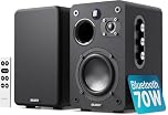 MAJORITY Bluetooth Active Bookshelf Speakers | Powered Stereo Speakers, USB Playback and Charging | HDMI ARC, Optical, Phono, Aux | Turntable Speakers | Extra Bass D70X Active Black