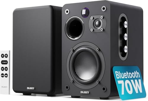 MAJORITY D70X Aktivlautsprecher Bluetooth | Regallautsprecher HDMI ARC | Studio Monitor DJ Doppeltreiber Kohlefasermembranen | 70W Stereo PC Speaker | Monitor Lautsprecher mit Fernbedienung (Schwarz) MAJORITY D70X Aktivlautsprecher Bluetooth | Regallautsprecher HDMI ARC | Studio Monitor DJ Doppeltreiber Kohlefasermembranen | 70W Stereo PC Speaker | Monitor Lautsprecher mit Fernbedienung (Schwarz)