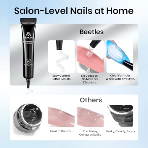 Image of Beetles Chrome Nail Art Gel 3D Sculpting Gel, Clear No Wipe Rhinestone Glue for Chrome Powder, Mirror Effect Nail Designs, Builder Drawing Molding Gel for Gems DIY, 15g