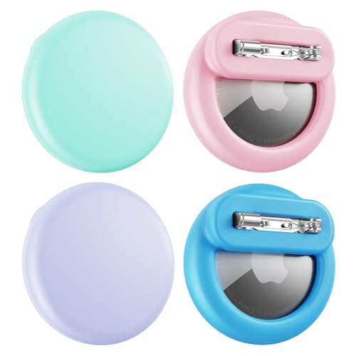 Air Tags-4 Pack Apple Kids Hidden Case, Airtag Tracker for Kids, AirTag Hidden Kids Holder with Invisible Pin, Anti Lost, for Kids, Elderly, Luggage, Clothing (Pink Purple Sky Blue Mint Green)