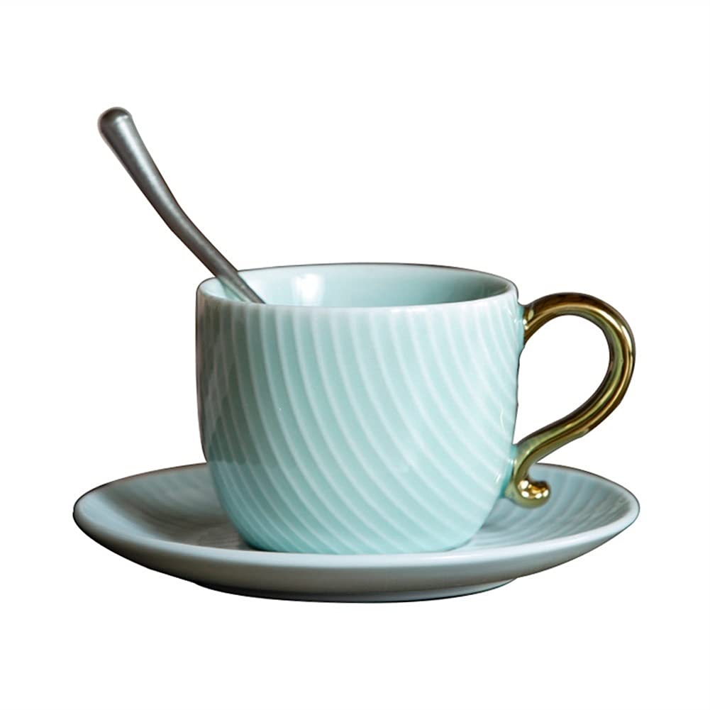 Ceramiczny zestaw kubków do kawy i spodków, 150 ml, gładkie kubki do cappuccino, filiżanki do herbaty z uchwytem, kubek śniadaniowy, szklanki do smoothie, szklanki do picia gorących napojów