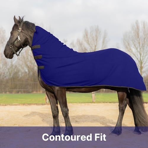 Image of RESISTANCE Fleece Contour Horse Cooler - Anti-Sweat Moisture Wicking, 3 Quick-Grip Neck Closures, Tail Cord, Durable Hemmed Edges, Polar Soft Fleece, Post-Exercise Cool Down