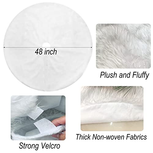 48 Inch Christmas Tree Skirt Faux Fur Christmas Decorations Holiday Tree Ornaments Tree Decoration For Christmas Home Party Holiday Decor, Snow White #TOP7