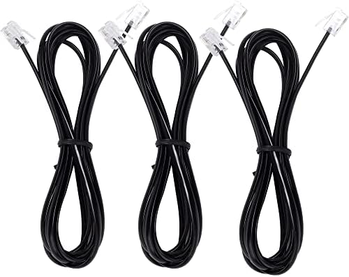 Telephone landline Extension Cord Cable Cord with Standard RJ-11 6P4C Plug (3Ft-3Pack, Black) — view 8